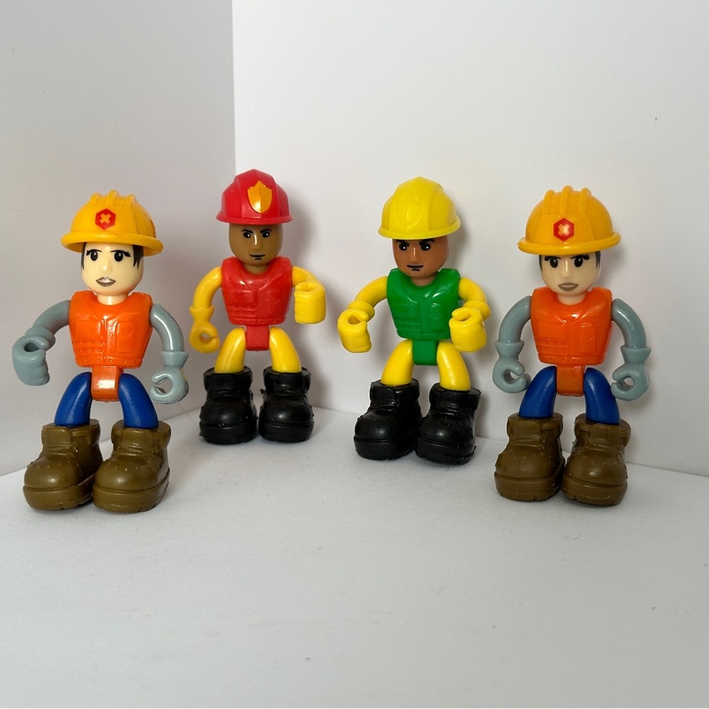 Lot of 4 Nikko Action Figures- 3 Construction Worker’s and 1 Fireman